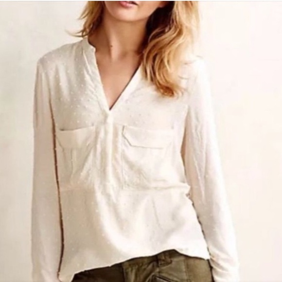 Anthropologie Tops - Anthropologie Maeve size 14 textured long sleeve button up